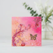 Invitation PAPILLON À PAILLÈTTE Élégant Mariage Or (Debout devant)