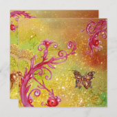 Invitation PAPILLON À PAILLETTES 2 , Élégante fête de mariage (Devant / Derrière)