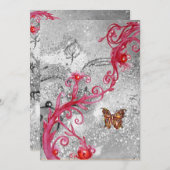 Invitation PAPILLON À PAILLETTES 2 ,Fête de mariage élégante (Devant / Derrière)