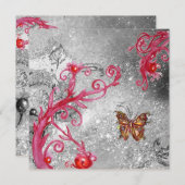 Invitation PAPILLON À PAILLETTES 2 ,Fête de mariage élégante (Devant / Derrière)