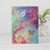 Invitation PAPILLON À PAILLETTES 2 Monogramme élégant de mari (Debout devant)