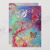 Invitation PAPILLON À PAILLETTES 2 Monogramme élégant de mari (Devant / Derrière)