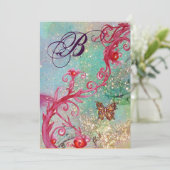 Invitation PAPILLON À PAILLETTES 2 Monogramme élégant de mari (Debout devant)