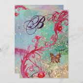 Invitation PAPILLON À PAILLETTES 2 Monogramme élégant de mari (Devant / Derrière)