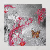 Invitation PAPILLON À PAILLETTES Élégant mariage glace métall (Devant / Derrière)