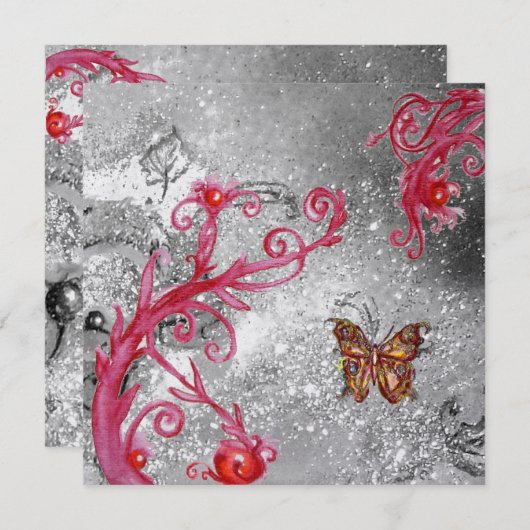 Invitation PAPILLON À PAILLETTES Élégant mariage glace métall (Devant / Derrière)