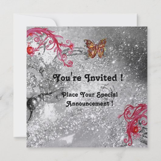 Invitation PAPILLON À PAILLETTES Élégant mariage glace métall (Dos)