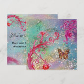 Invitation PAPILLON À PAILLETTES Élégante fête de mariage ble (Devant / Derrière)