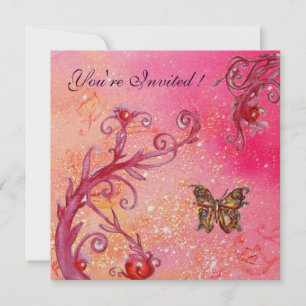 Invitation PAPILLON À PAILLETTES Élégante fête de mariage ros