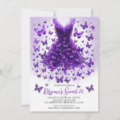 Invitation Papillon Améthyste Robe Pierre de Naissance de Fév (Devant)