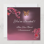 Invitation PAPILLON AMÉTHYSTE ROSE rouge vif (Dos)