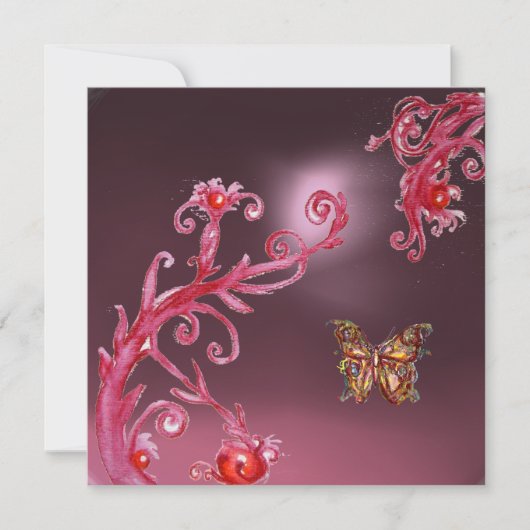 Invitation PAPILLON AMÉTHYSTE ROSE rouge vif (Devant)