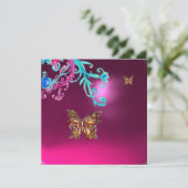 Invitation PAPILLON AMÉTHYSTE, violet bleu rose rouge vif (Debout devant)