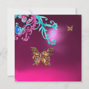 Invitation PAPILLON AMÉTHYSTE, violet bleu rose rouge vif