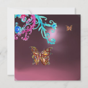 Invitation PAPILLON  AMÉTHYSTE, violet bleu rose vif rouge