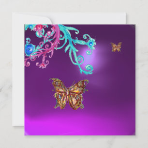 Invitation PAPILLON AMÉTHYSTE, violet bleu rose vif rouge
