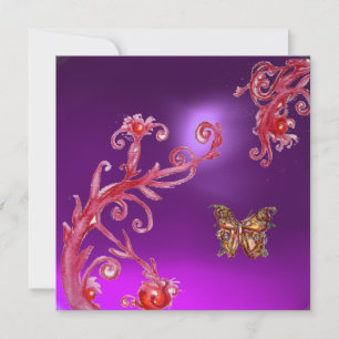 Invitation PAPILLON AMÉTHYSTE VIOLET rose rouge vif