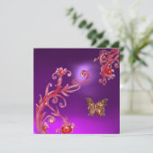 Invitation PAPILLON AMÉTHYSTE VIOLETTE rose rouge vif (Debout devant)