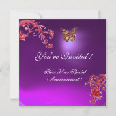 Invitation PAPILLON AMÉTHYSTE VIOLETTE rose rouge vif (Dos)