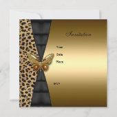 Invitation Papillon Animal doré Léopard 30e Anniversaire (Dos)