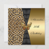 Invitation Papillon Animal doré Léopard 30e Anniversaire (Devant)