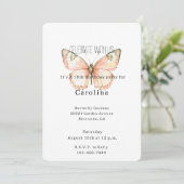 Invitation Papillon Anniversaire Taches Blanches Pêche (Debout devant)