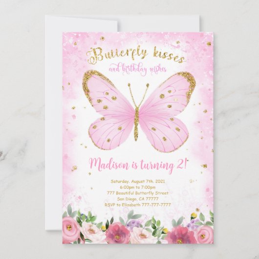 Invitation Papillon Aquarelle (Devant)