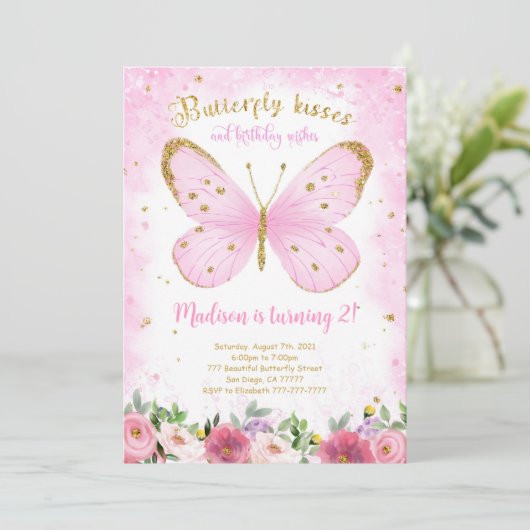 Invitation Papillon Aquarelle (Debout devant)