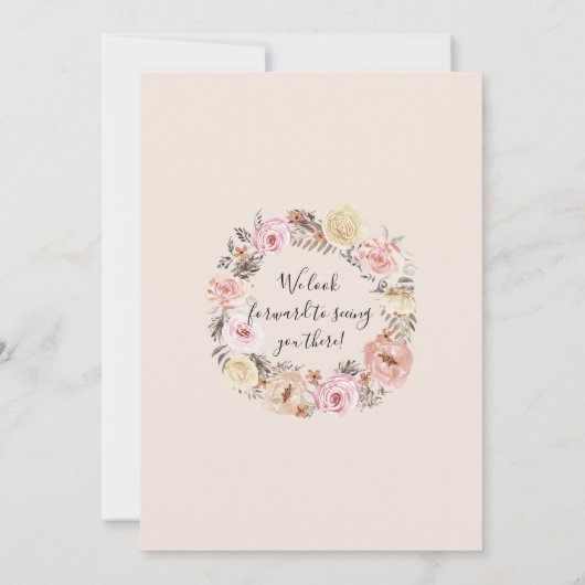 Invitation Papillon Aquarelle Brouille Floral Rose Bois rusti (Dos)