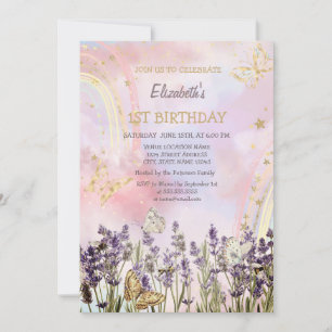 Invitation Papillon aquarelle lavande Anniversaire
