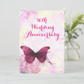 Invitation Papillon aquarelle violet pour mariage et annivers (Debout devant)