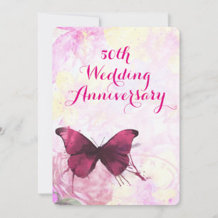 Invitation Papillon aquarelle violet pour mariage et annivers
