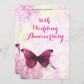 Invitation Papillon aquarelle violet pour noces de mariage (Devant / Derrière)