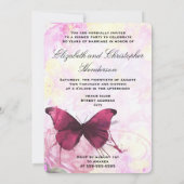 Invitation Papillon aquarelle violet pour noces de mariage (Dos)