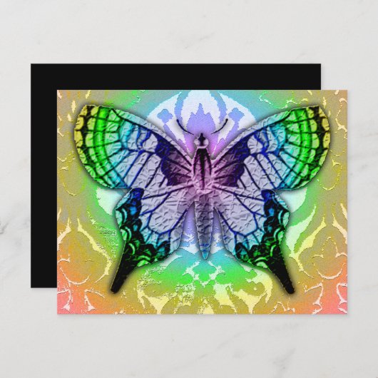 Invitation papillon arc-en-ciel (Devant / Derrière)