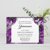 Invitation Papillon argenté violet élégant rose quinceanera (Debout devant)