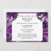 Invitation Papillon argenté violet élégant rose quinceanera (Dos)