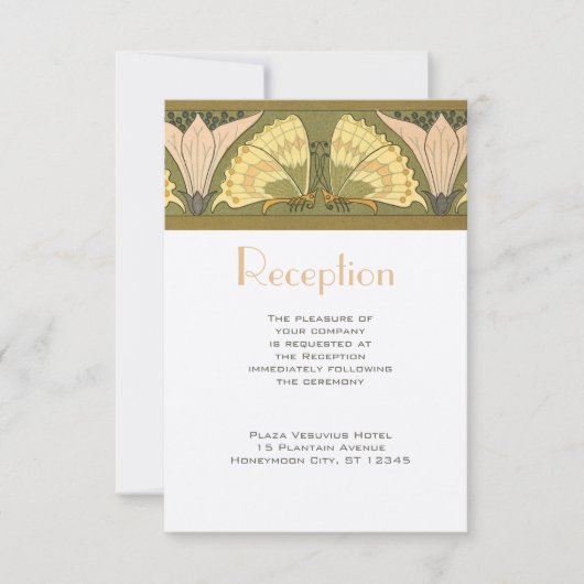 Invitation Papillon Art déco Calla Lily Mariage (Devant)