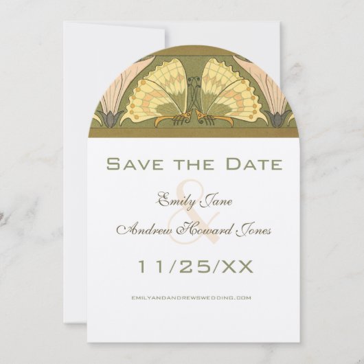 Invitation Papillon Art déco Calla Lily Mariage (Devant)