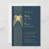 Invitation Papillon Art déco Mariage bleu et or (Devant)