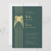 Invitation Papillon Art déco Mariage vert et or (Devant)