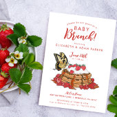 Invitation Papillon avec fraises Bébé Brunch Douche