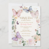 Invitation Papillon baby shower papillon embrasse baby shower (Devant)