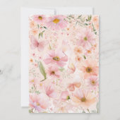 Invitation Papillon Baptême Floral Rose Pêche fille (Dos)