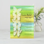 Invitation Papillon bat mitzvah Aquarelle Bleu Vert Jaune (Debout devant)