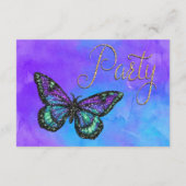 Invitation Papillon bat mitzvah violet et turquoise peint (Dos)