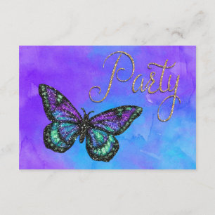 Invitation Papillon bat mitzvah violet et turquoise peint