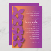 Invitation Papillon bat mitzvah violet orange ombre (Devant / Derrière)