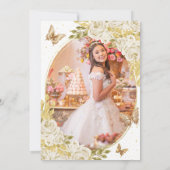 Invitation Papillon blanc floral or photo Quinceañera (Dos)