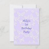 Invitation Papillon blanc Joli bleu gris 1er anniversaire Par (Devant)